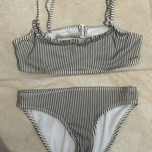 Roxy Black and White Striped Bikini